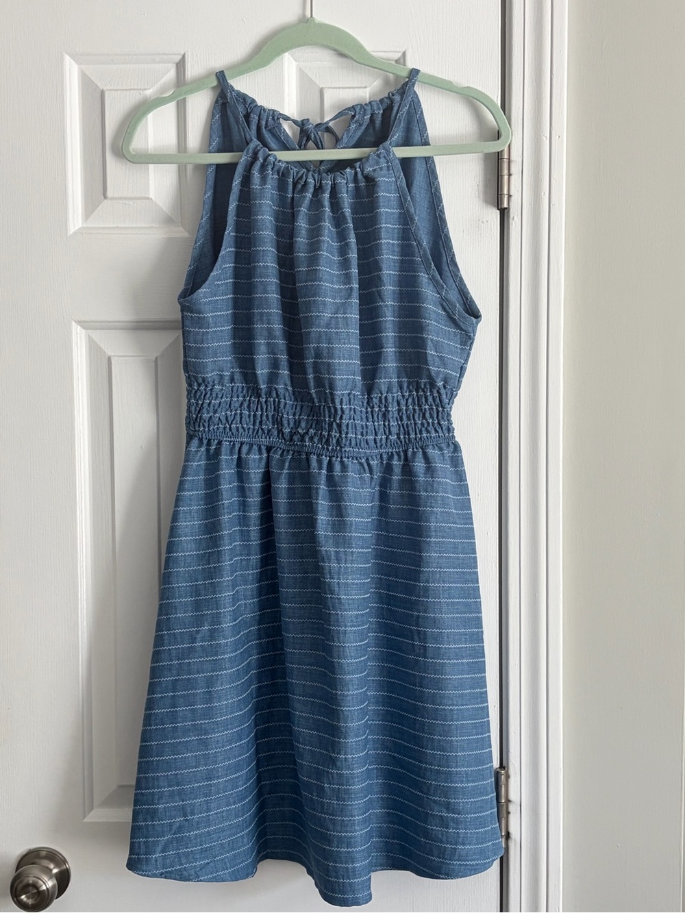 Women’s Blue Striped Halter Dress
